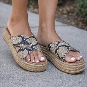 Sam Edelman Snakeskin Espadrille Platform Slides